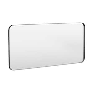 60 in. W x 28 in. H Tempered Glass Rectangular Framed Wall-Mounted Bathroom Vanity Mirror in Black