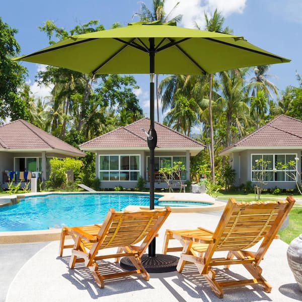 JOYESERY 7.5 ft. Patio Market Umbrellas with Crank and Tilt Button in Lemon Green