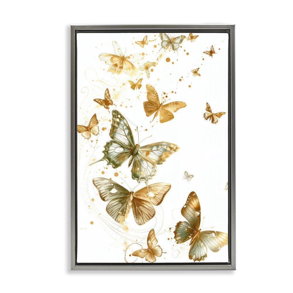 Butterfly Trail with Speckles by LSR Design Studio Gray Floater Frame Animal Graphic Art Print 25 in. x 17 in. price history on PriceWatchPro