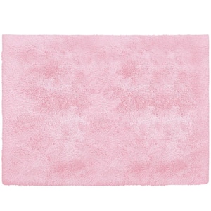 Super Soft Pink 5 ft. x 7 ft. Solid Polyester Modern Abstract Area Rug