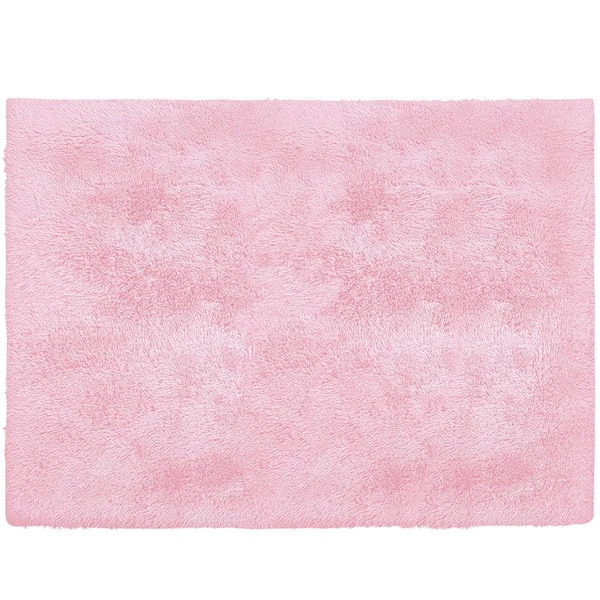 Rug Branch Super Soft Pink 5 ft. x 7 ft. Solid Polyester Modern Abstract Area Rug