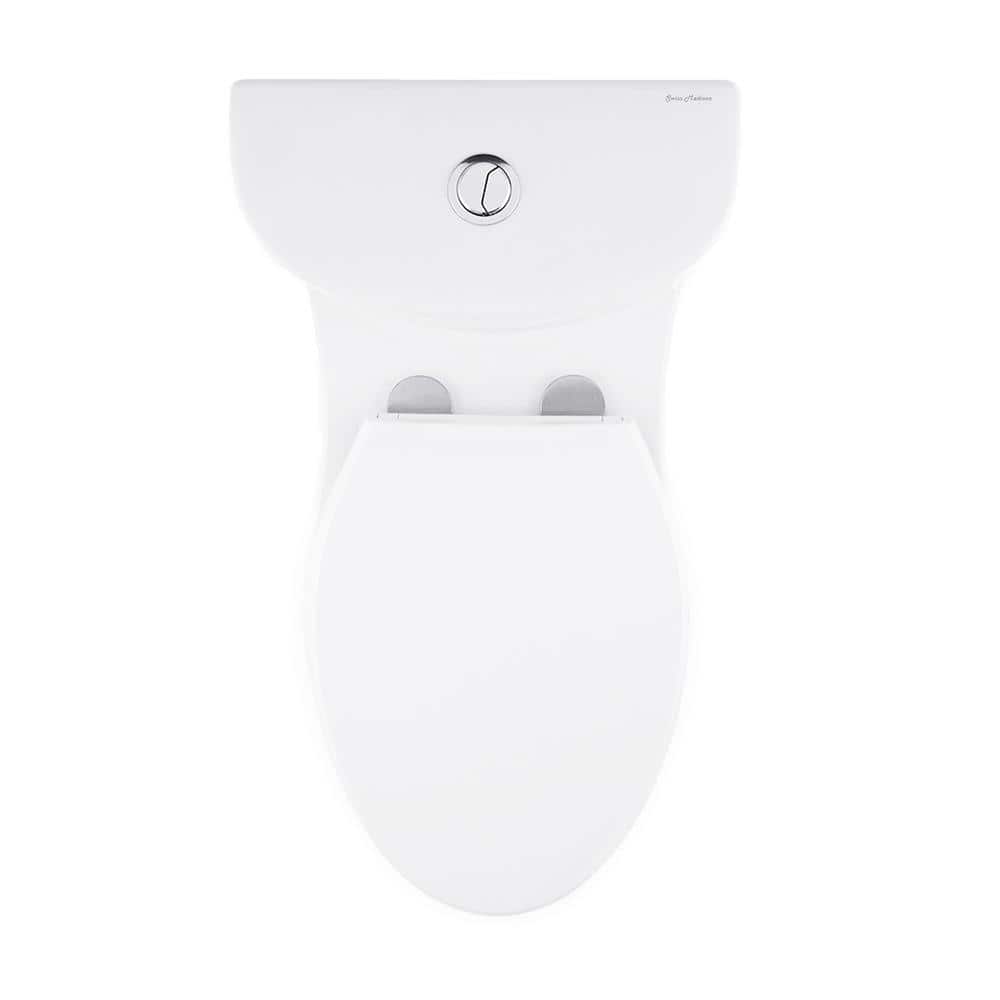 Glossy White Elongated Dual Flush One-Piece Toilet