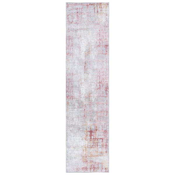 Gray Pink Rag Rug SAFAVIEH Meadow 2 ft. x 8 ft. Light Gray/Pink Distressed Abstract ...