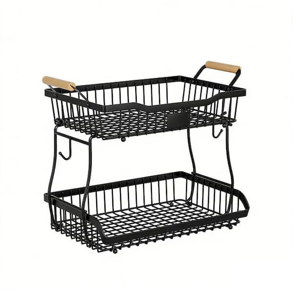1 Piece 2-Tier Detachable Fruit Basket with Banana Hangers, Perfect for Fruits, Vegetables, Snacks Storage