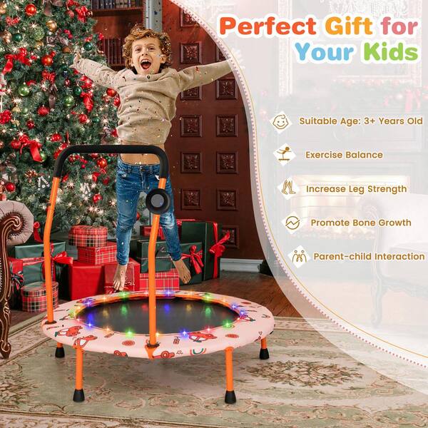 Gymax 36 in. Mini Toddler Trampoline w/LED Bluetooth Speaker