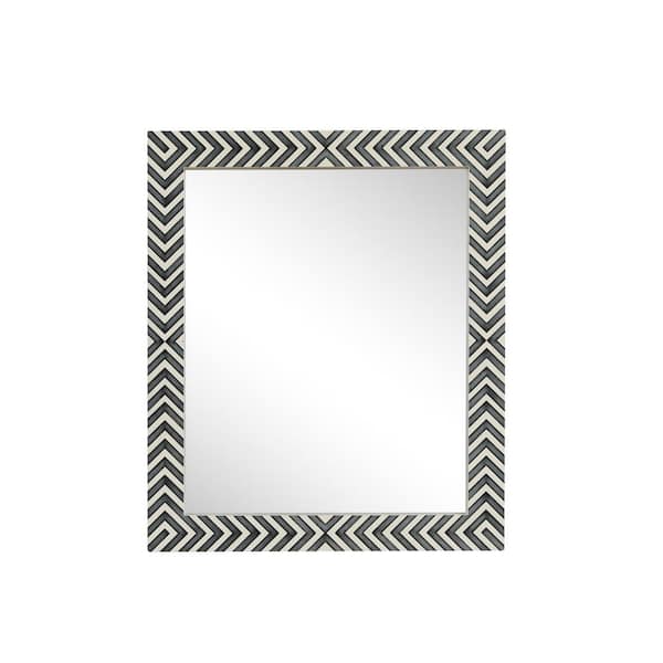 Unbranded Timeless Home 32 in. W x 27 in. H x Modern Wood Framed Rectangle Chevron Mirror