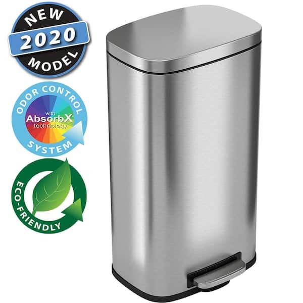 30 Liter iTouchless SoftStep 8 Gallon Stainless Steel Step Trash Can 
