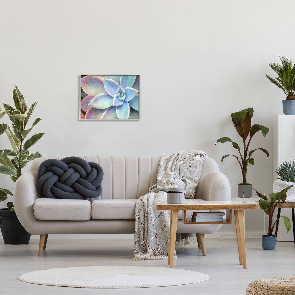 Vibrant Succulent Bloom Multicolor Canvas Art with Gray Frame