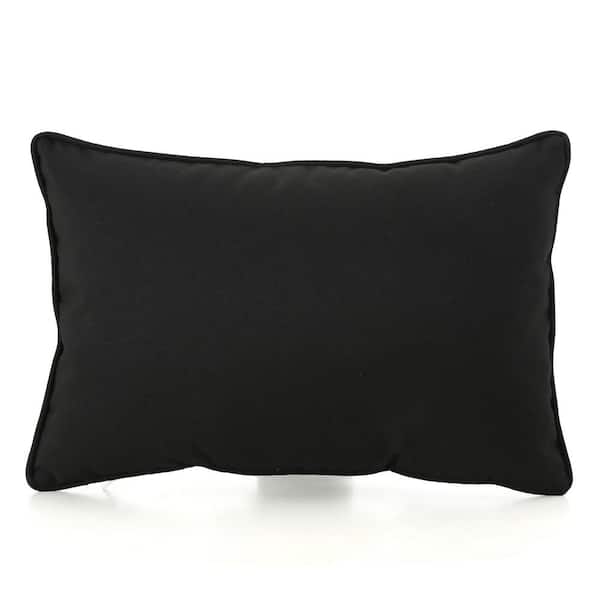 Unbranded 16.5 in. W x 9.5 in. H Black Outdoor Throw Pillow, Water Resistant Lumbar Pillow (1-Pack)