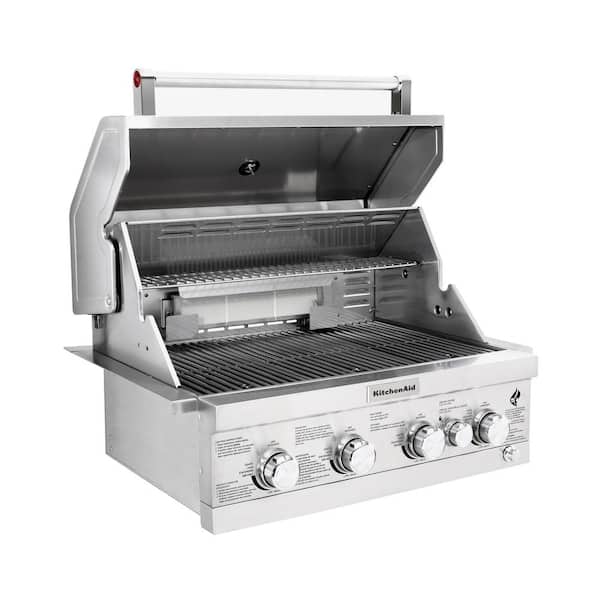KitchenAid 4-Burner Built-in Propane Gas Grill in Stainless Steel with Rotisserie Burner 740-0780 - The Home Depot