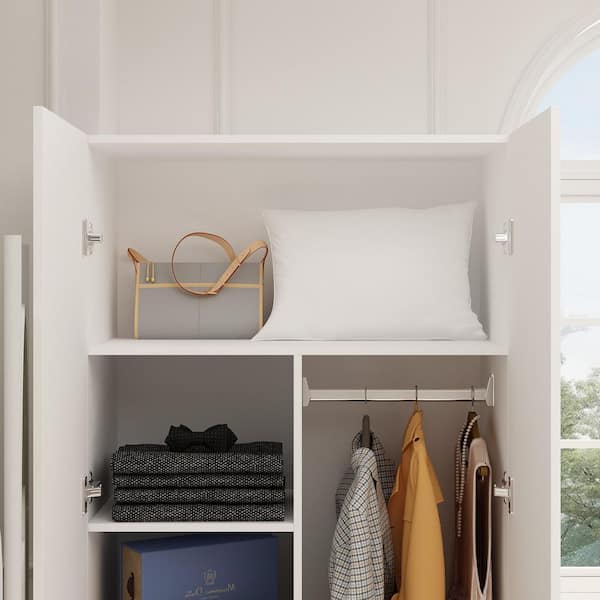FUFU&GAGA White Engineered Wood 31.5 in. Wardrobe Armoire with