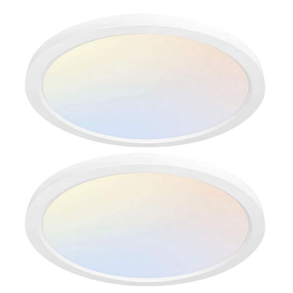 12 in. White Ultra-Thin Integrated LED Flush Mount Ceiling Closet Light 28-Watt 3600LM 3000K to 6500K Selectable 2-Pack price history on PriceWatchPro