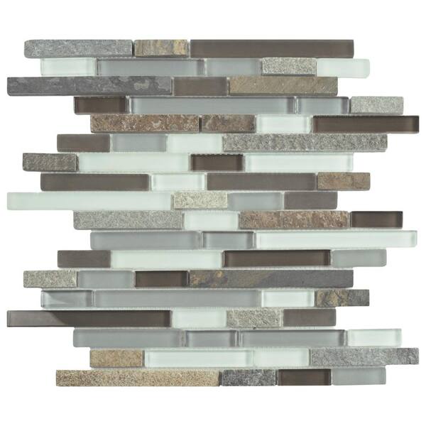 Merola Tile Tessera Piano Tundra 11-3/4 in. x 11-7/8 in. x 8 mm Glass and Stone Mosaic Tile