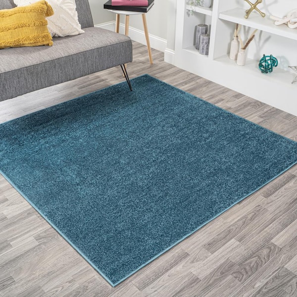 JONATHAN Y Haze Solid Low-Pile Turquoise 9 ft. Square Area Rug