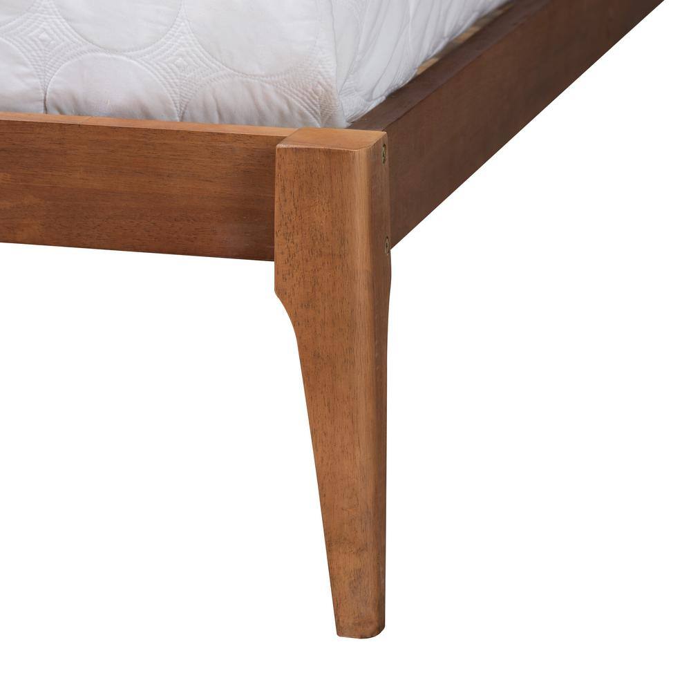 Royce Queen Walnut Wood Frame Gray Upholstered Wingback Bed