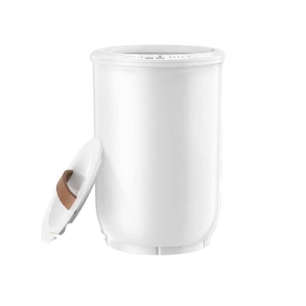 Electric Bucket 1-Bar Towel Warmer in White with Wood Handle Auto Shut Off Fits 2 Oversized Towels for Bathroom