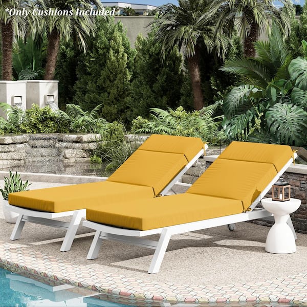 80 in. x 26 in. x 4 in. ( 2-Pack ) Outdoor Water-Resistant Replacement Chaise Lounge Seat Cushion Yellow