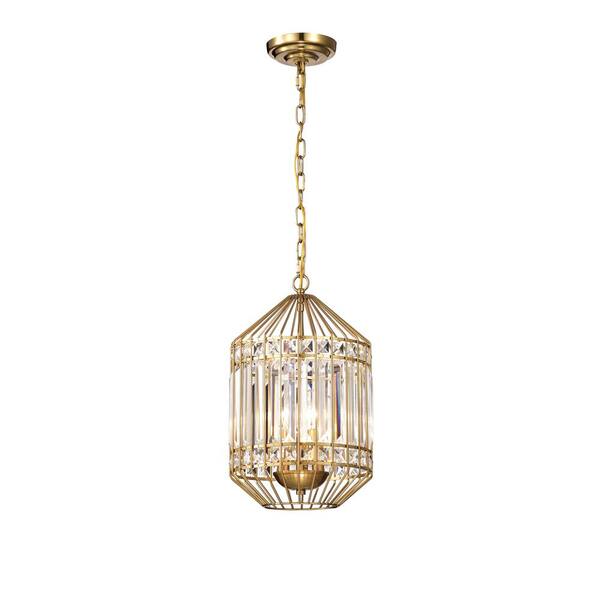Warehouse of Tiffany Kou 12 in. 3-Light Indoor Brass Pendant Chandelier