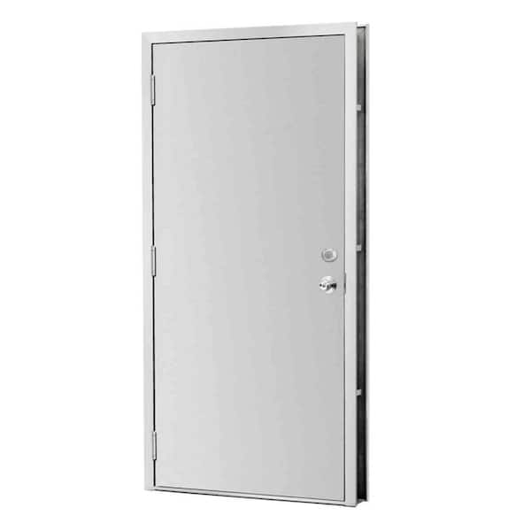 L.I.F Industries 36 in. x 80 in. Gray Right-Hand Flush Security Steel Prehung Commercial Door