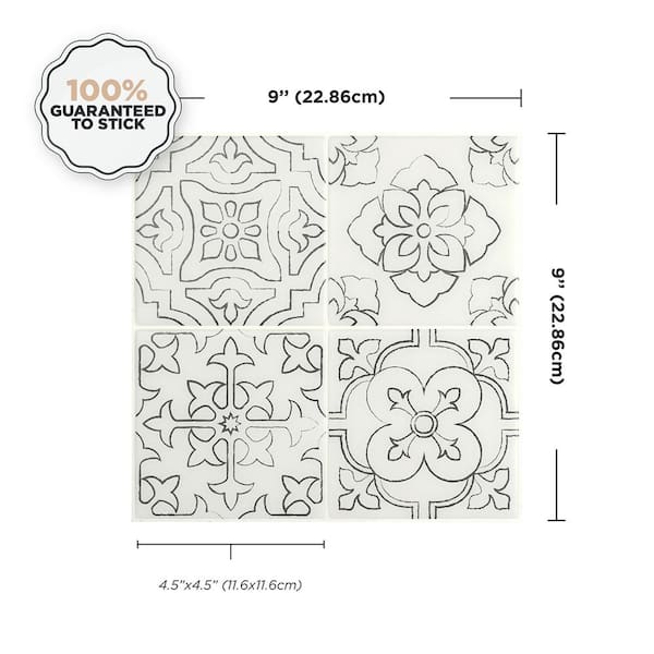 Vintage Giotto Beige 9 in. x 9 in. Vinyl Peel and Stick Tile (2.22 sq. ft. / 4 pack)