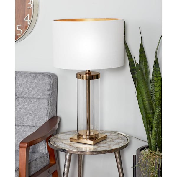 CosmoLiving by Cosmopolitan 24 in. Gold Metal Task and Reading Table Lamp with Clear Glass Body