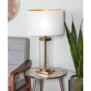 24 in. Gold Metal Task and Reading Table Lamp with Clear Glass Body
