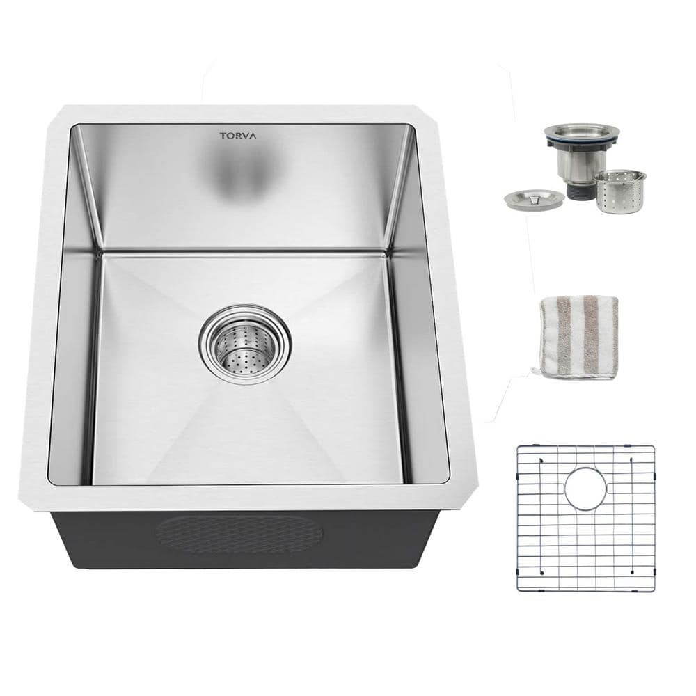 Stainless Steel 13 in. Single Bowl Undermount Kitchen Sink with Bottom ...