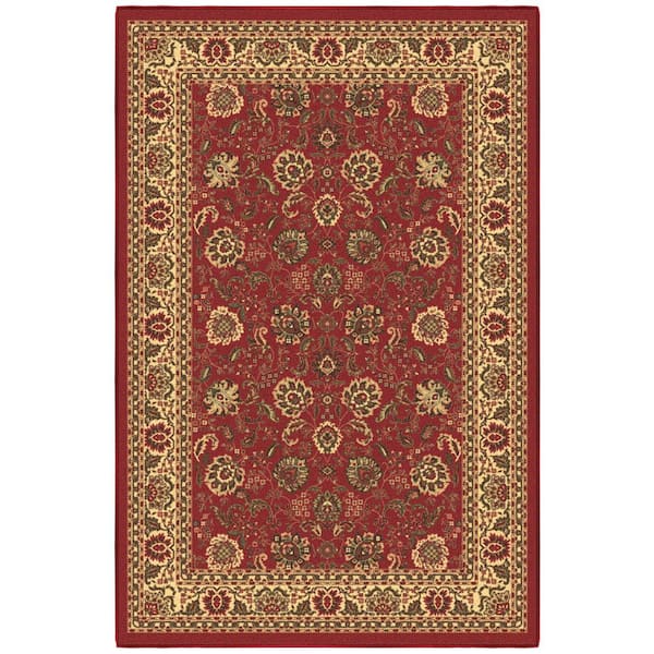 Ottohome Collection Non-Slip Rubberback Oriental Design 3x5 Indoor Area Rug, 3 ft. 3 in. x 5 ft., Dark Red