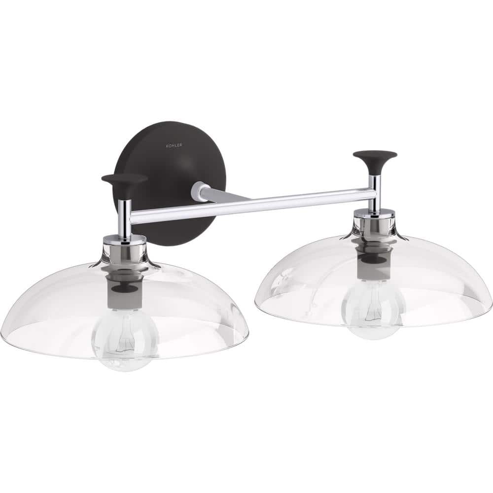 20" Polished Chrome and Matte Black Outdoor Sconce