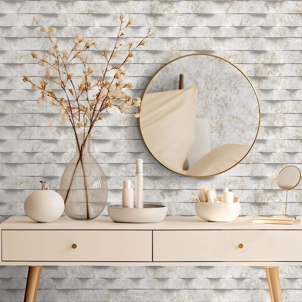 Wavy Marble Stripe Beige Wallpaper