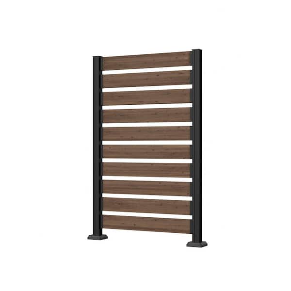 5 ft. x 3.3 ft. (1-Panel) Outdoor Fir Wood Flat Top Privacy Fence Screen with Metal Stakes for Soft and Hard Ground