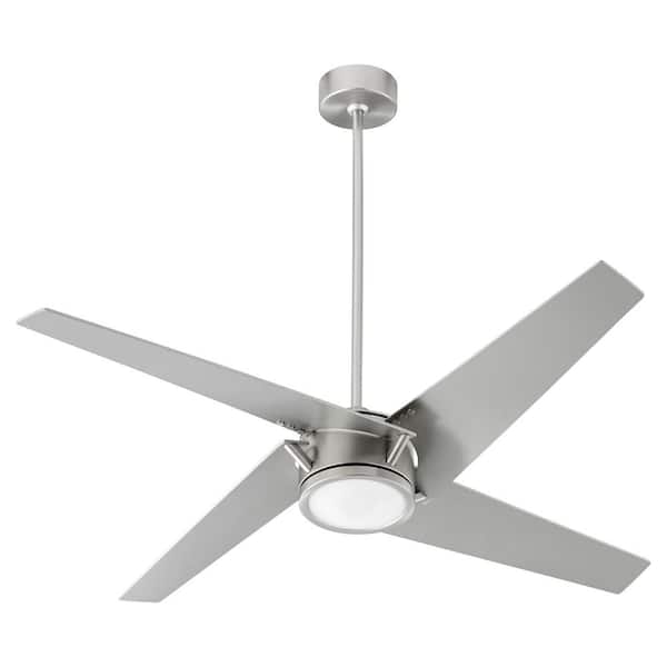 quorum Axis 54 in. 4 Blade 1-Light 18-Watt LED Satin Nickel Transitional Ceiling Fan