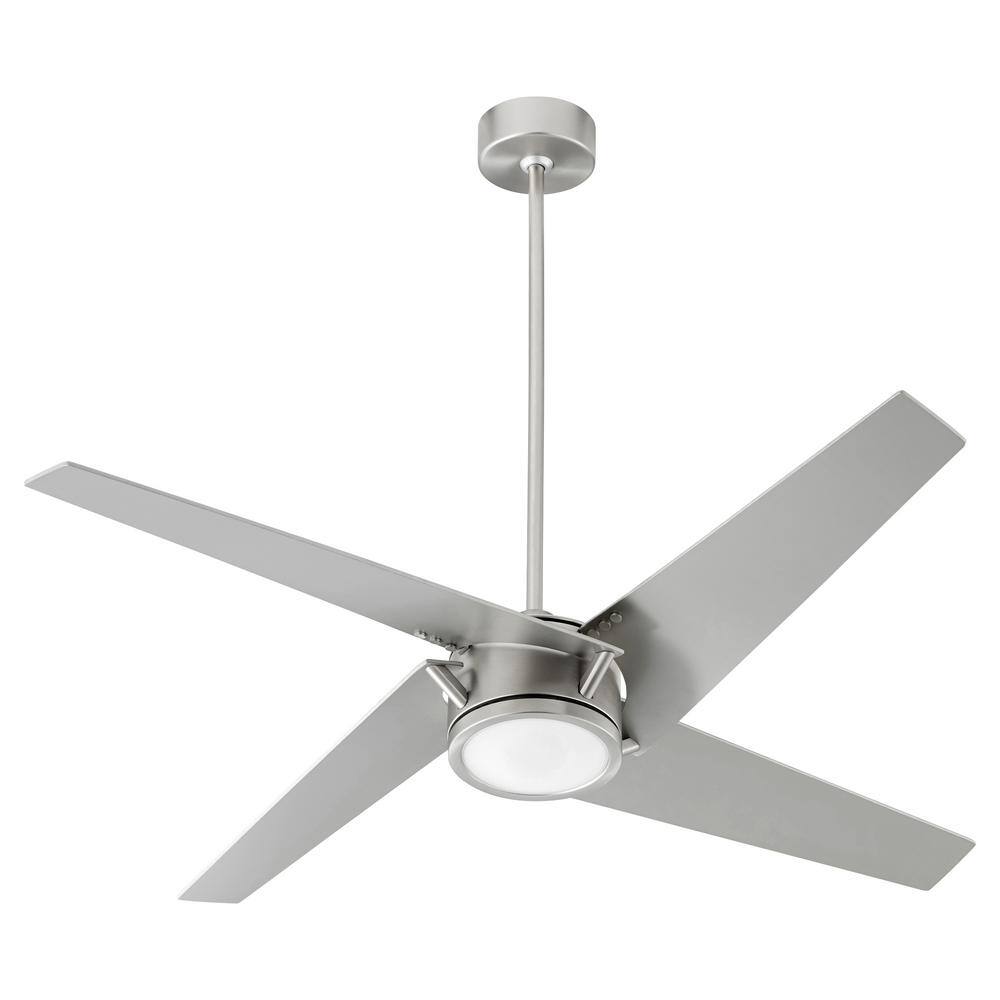Transitional Ceiling Fans quorum Axis 54 in. 4 Blade 1-Light 18-Watt LED Satin Nickel ...