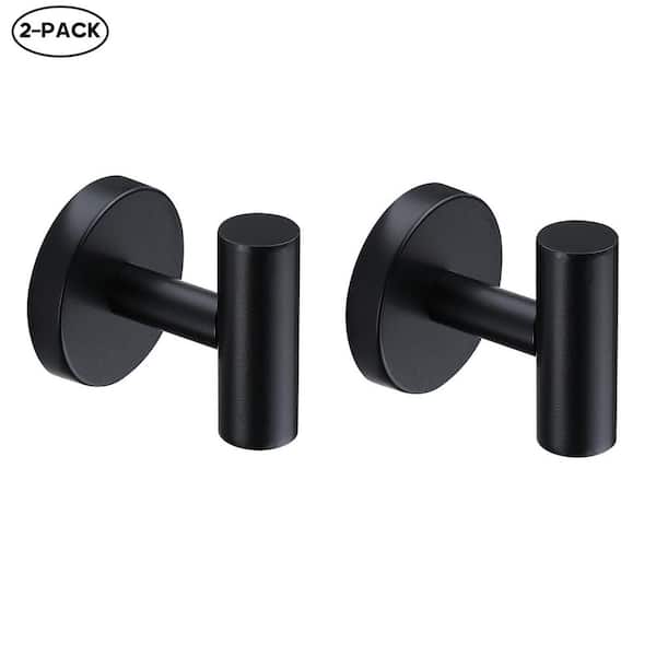 Knob Hooks Robe/Towel Hook 2.25 in Matte Black 2-Pack