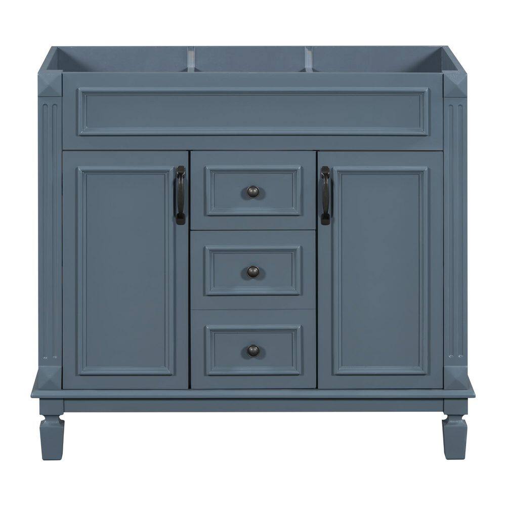 Solid Wood 36 in. Bath Vanity Cabinet without Top in Blue, Modern Bathroom Storage Cabinet with 2 Soft Closing Doors price history on PriceWatchPro