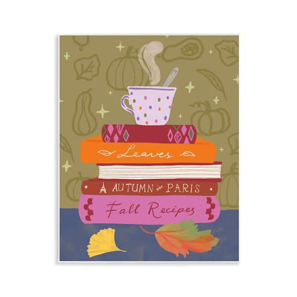 Autumnal Mug on Bookstack by Be Ni La Unframed Typography Graphic Art Print 14 in. x 11 in.