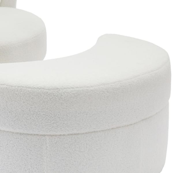 Uixe Ivory Boucle Polyester Upholstered Swivel Accent Barrel Chair