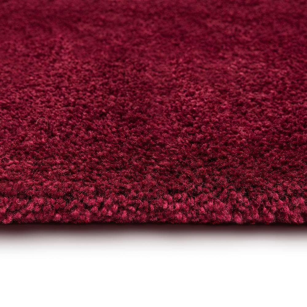 Burgundy Plush Polyester Bath Rug Set with Non-Slip Backing