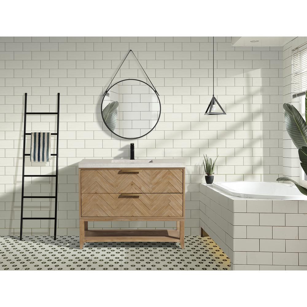 Carlsbad 42" Weathered Fir Freestanding Vanity with Concrete Top
