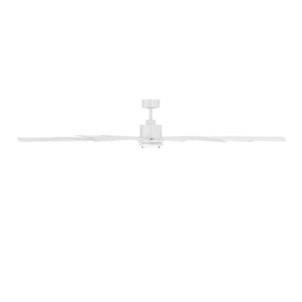 Size Matters 7 Ft. Smart Indoor/Outdoor Matte White Windmill Ceiling Fan + Selectable CCT Integrated LED + Remote