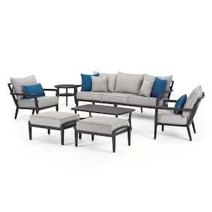 Venetia 7-Piece Aluminum Patio Conversation Seating Set with Sunbrella Gray Cushions