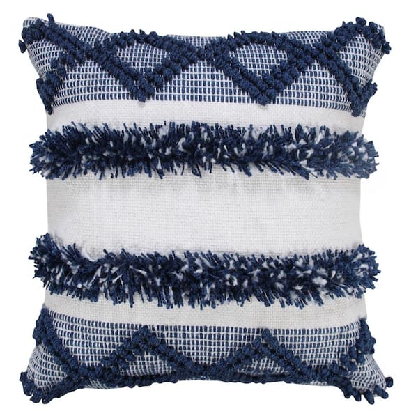 Small Floor Pillow Square, Navy Faux Shag
