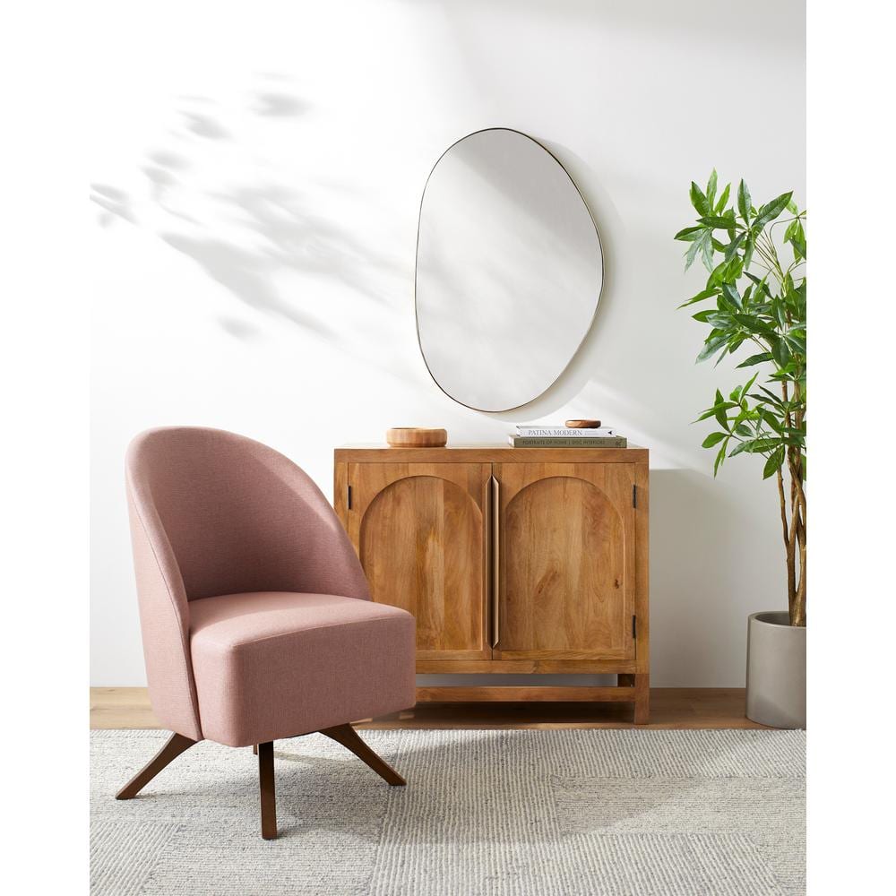 Armando Modern Swivel Chair, Light Pink, 35 in. H x 24 in. W x 26 in. D