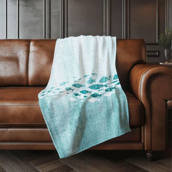 Premium Machine Washable ASB627 Teal 50 in. x 70 in. Sherpa Throw Blanket