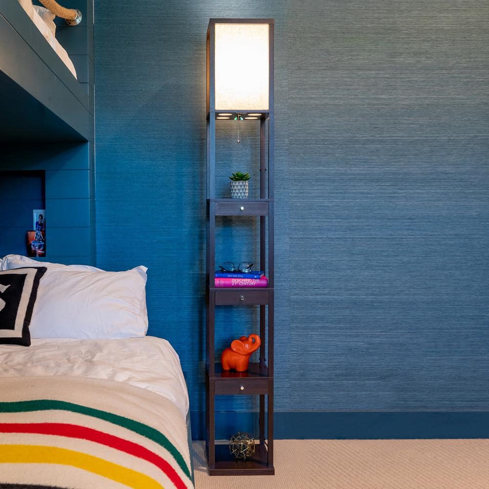 Kids' Energy Star White LED Shelf Floor Lamp with Drawer