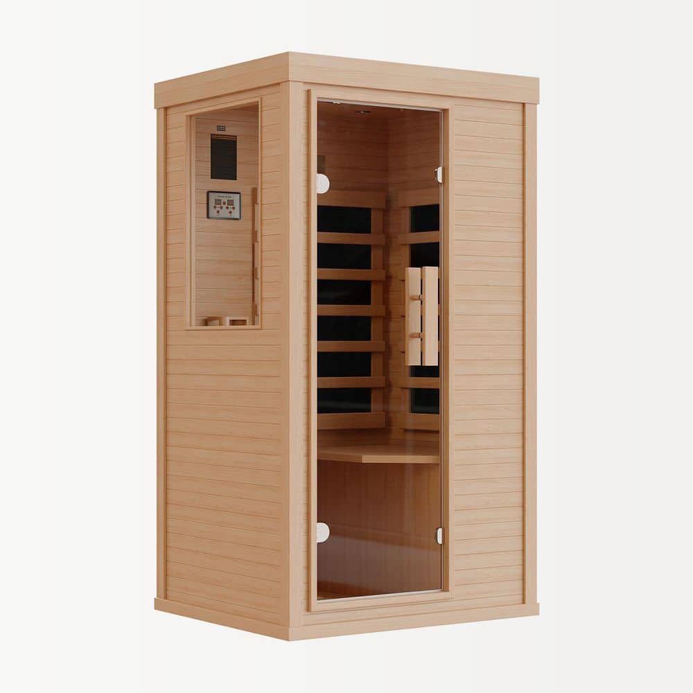Sunhayato BG-221 Aセット イナオイザーブローガン KZG 1-Person Indoor Hemlock Infrared Sauna with 4 Carbon Fiber Far