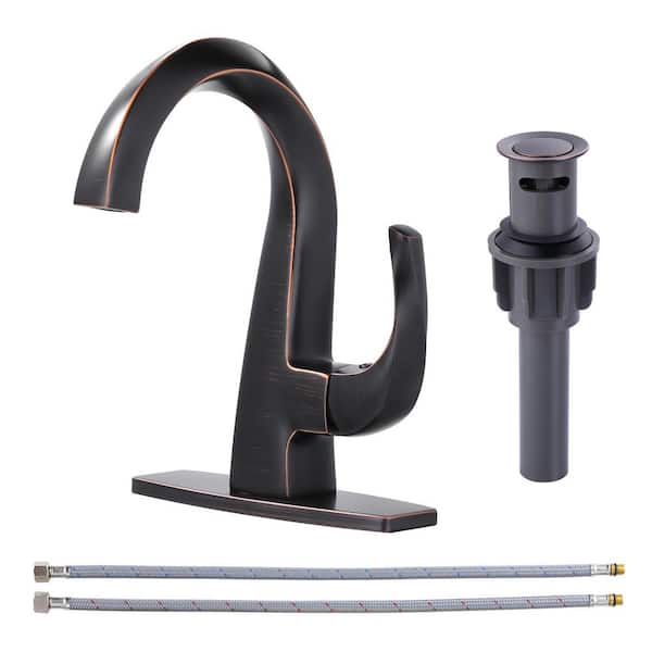 ARCORA Single-Lever Handle Single-Hole Bathroom Faucet with Deckplate Included in Oil Rubbed Bronze