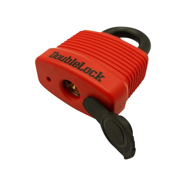 OSPREY, Marine-Grade Medium Padlock, 40 mm 1-Piece Brass and Aluminum with Red Rubberized Shroud