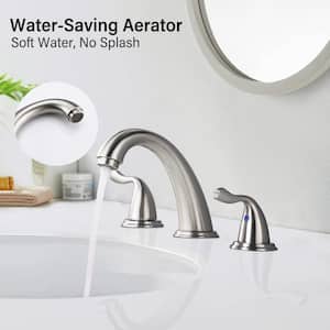 SHW 8 in. Centerset 3-Hole 2-Handles Anti-Fingerprint Bathroom Faucet Combo Kit with Drain Assembly in Brushed Nickel