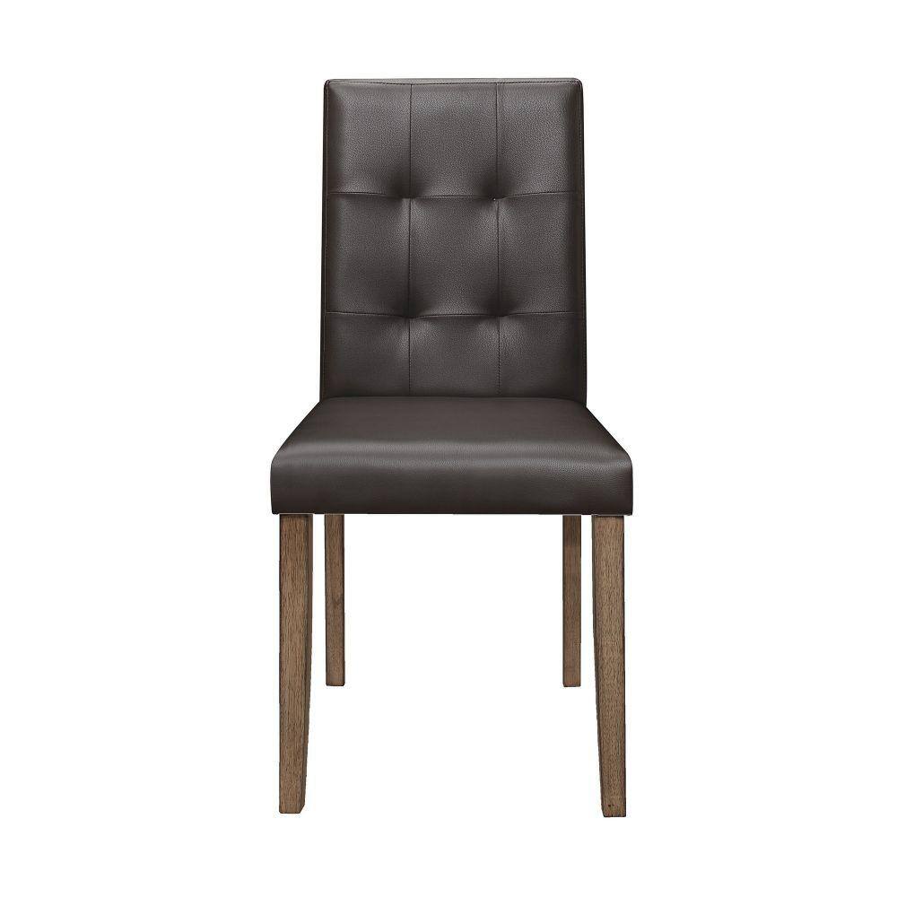 Espresso High-Back Tufted Side Chair in Faux Leather